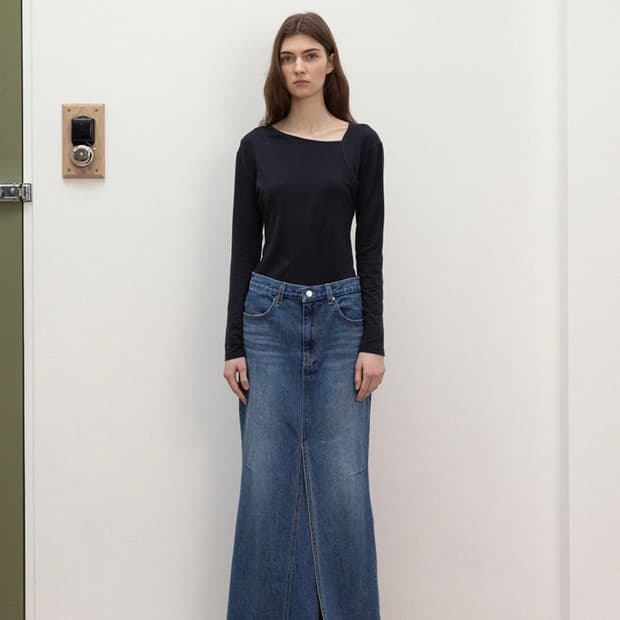 denim mermaid maxi skirt (blue)