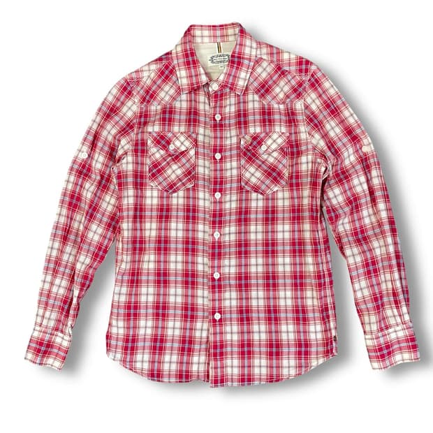 빈폴 진스 체크 웨스턴 투포켓 긴팔 셔츠 100