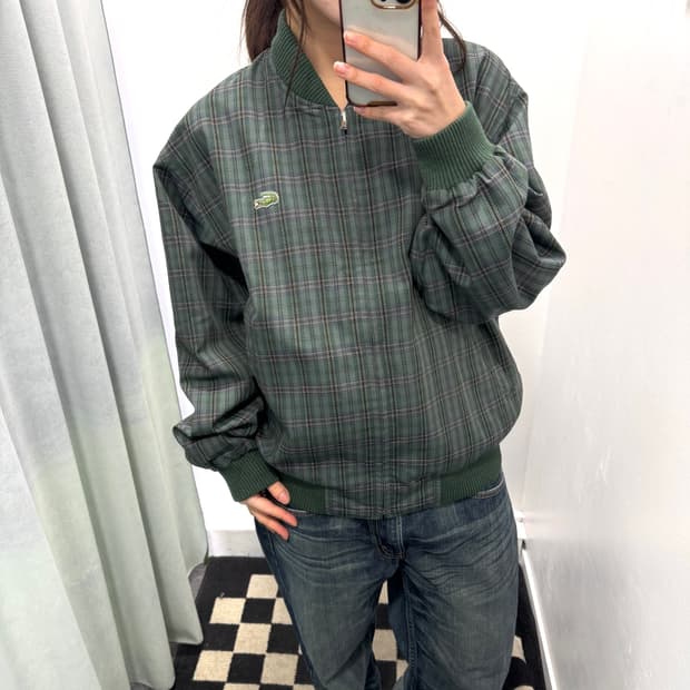 라코스테 그린 체크 리버시블 자켓
