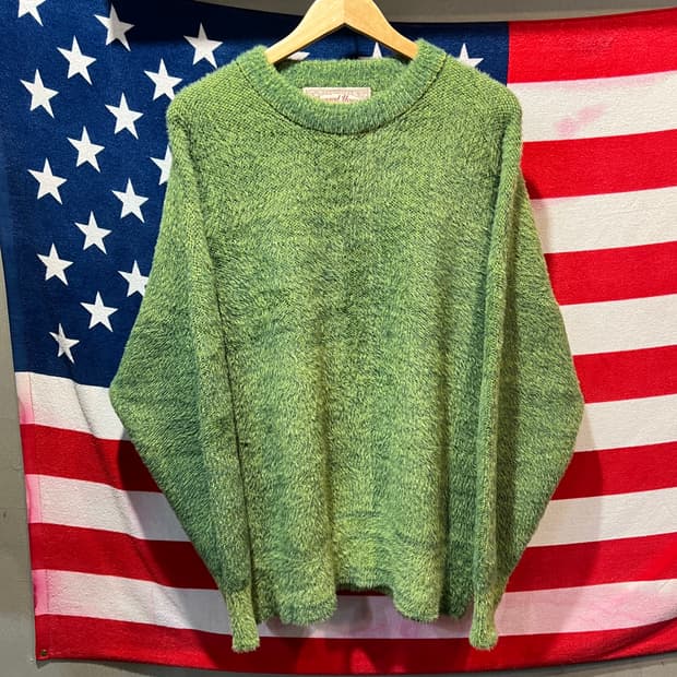 러기드하우스 빈티지 그린 퍼 니트