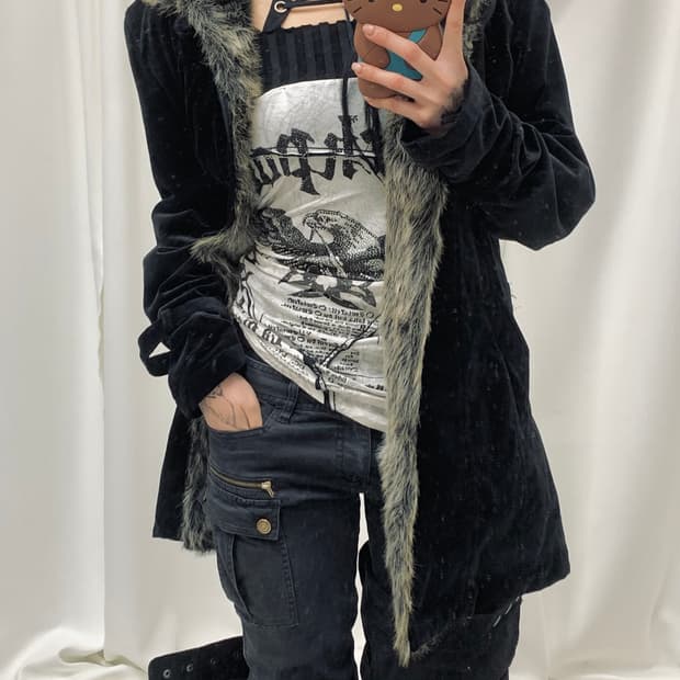 Velvet High-Neck Coat