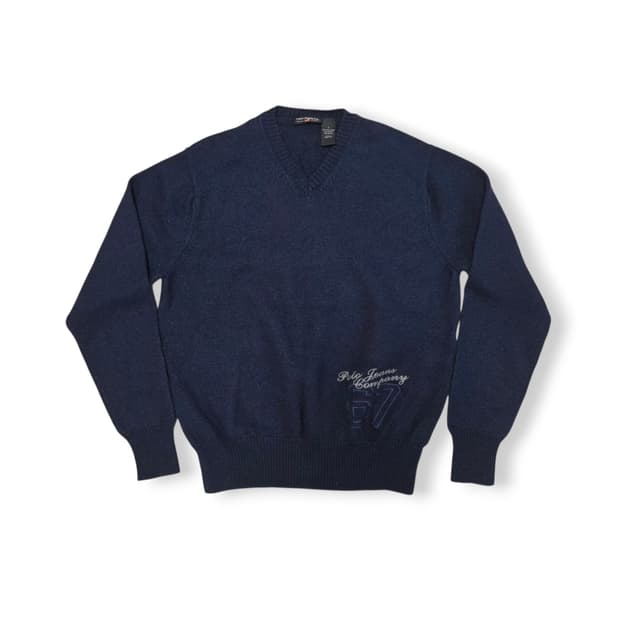 Polo Jeans 폴로 진스 여성 브이넥 울 네이비 니트 