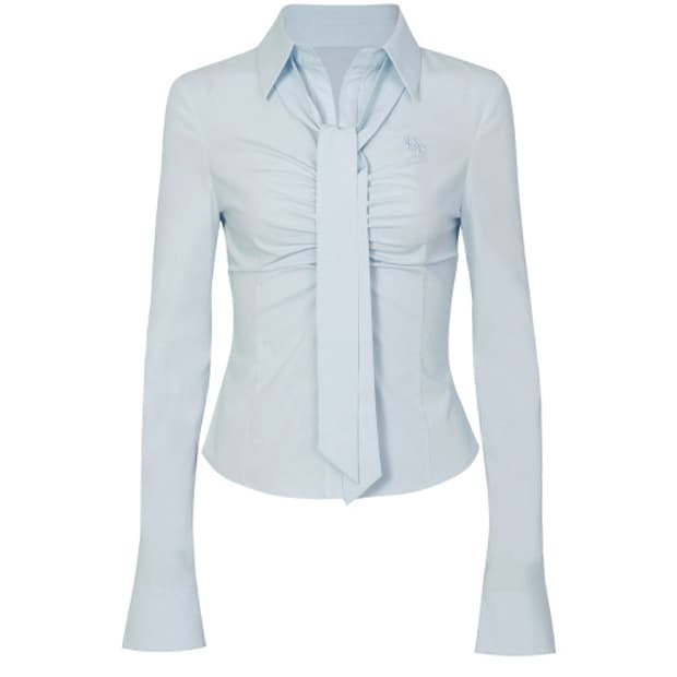 페인오어플레져 비비안 스카프 셔츠 블루s