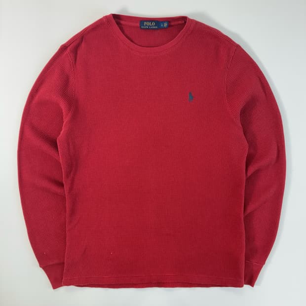 Polo  폴로 랄프로렌 자수 코튼 핑크 와플 니트 티셔츠