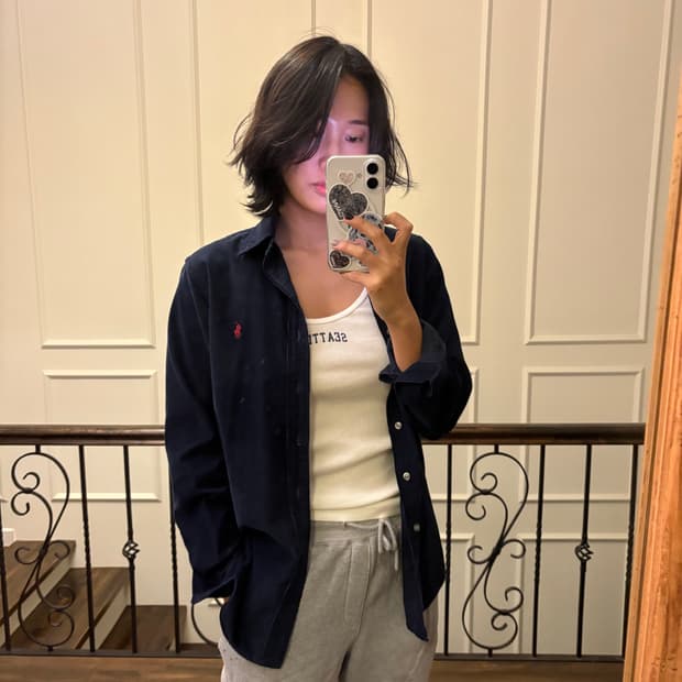 폴로 코듀로이 네이비 셔츠