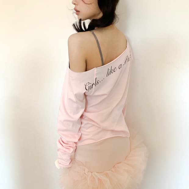 샵페어리 크로스 하트 컷오프 티셔츠 라이트핑크