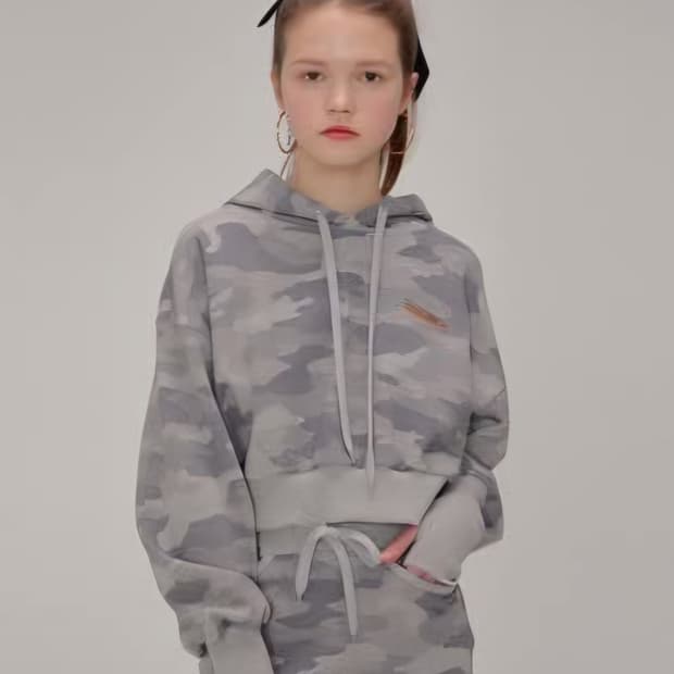 스컬프터 카모 크롭 후드티/ 여성 후드티/ 여자 후드티 