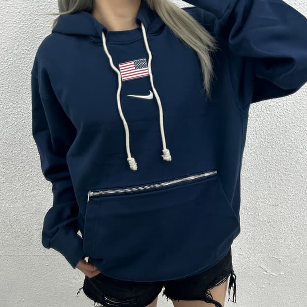나이키 성조기 네이비 후드 M