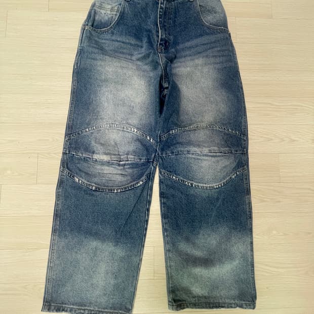 MJD 3d knee denim pants blue