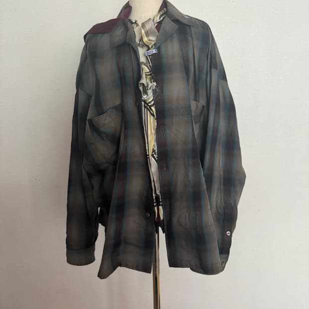 미하라야스히로 Mix Layered Check Shirt 남녀공용
