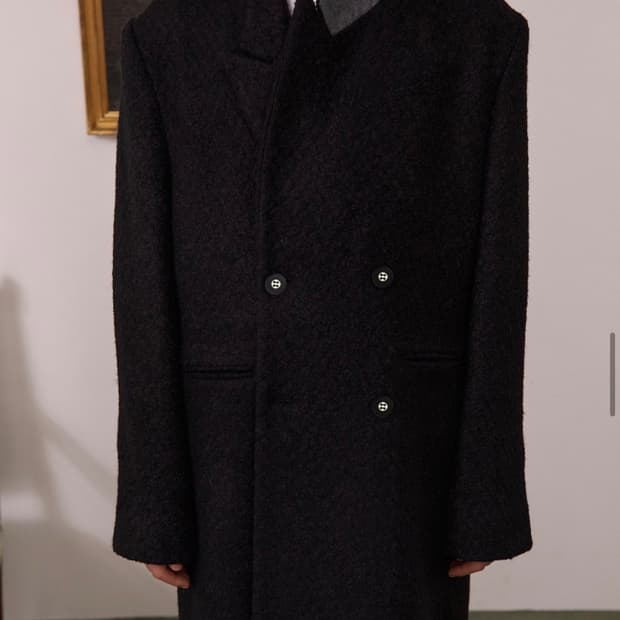 STU 오버핏 더블 브레스티드 코트