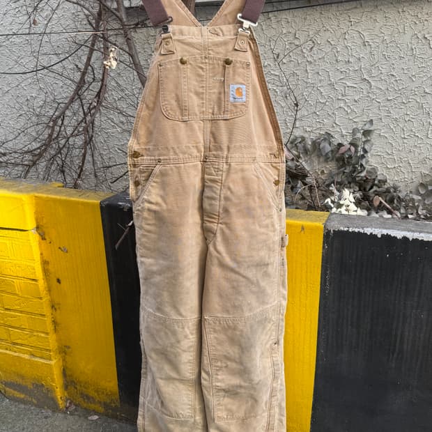 80s usa 칼하트 더블니 오버롤 안감 퀼팅
