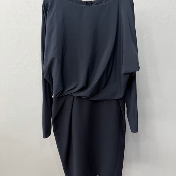 정품) 랑방 한섬 블랙 롱 슬리브 랩 원피스 82