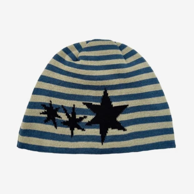 (새상품) 탄산마그네슘 자카드 스트라이프 비니 블루