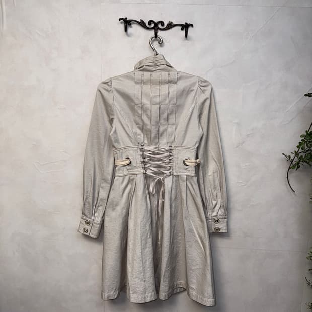 Egoist ivory satin laceup belt coat ops