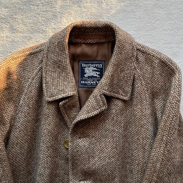 빈티지 버버리 셔틀랜드 트위드 발마칸 코트
