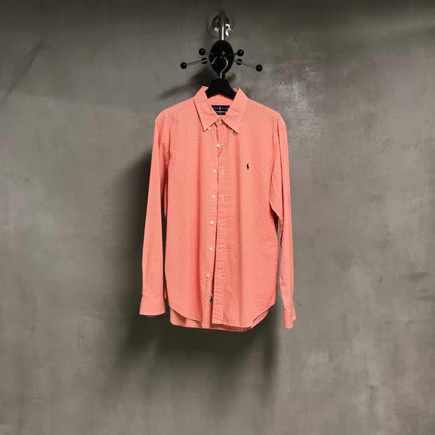 폴로 랄프로렌 깅엄 체크 셔츠 오렌지 L