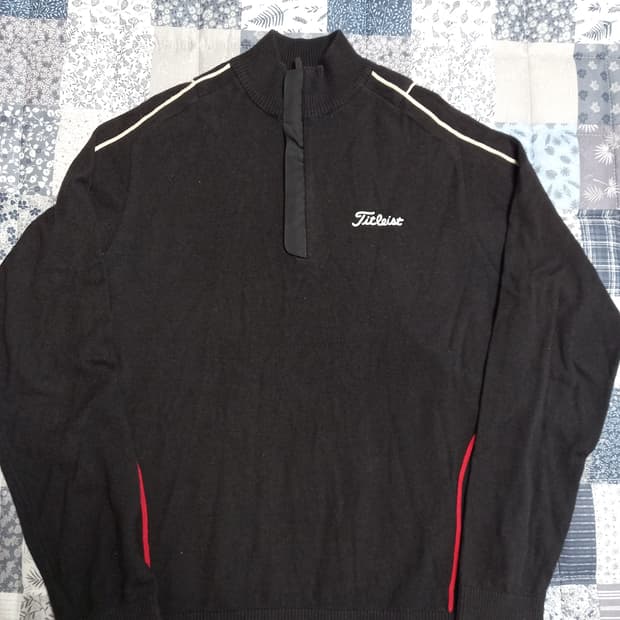 타이틀리스트 블랙 골프 니트 풀오버   L