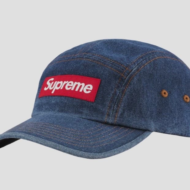 슈프림 모자/ 슈프림 워시드 치노 트윌 캠프캡 데님 - 22FW