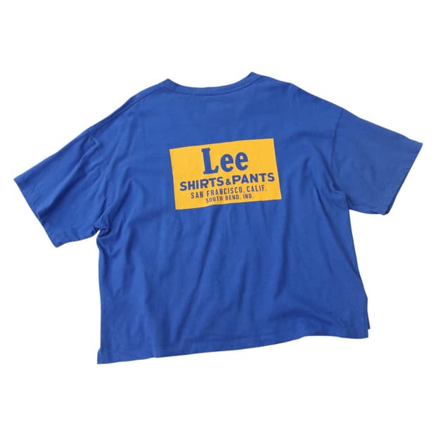 Lee 리 빈티지 옐로우 박스 로고 블루 반팔 티셔츠 (L)