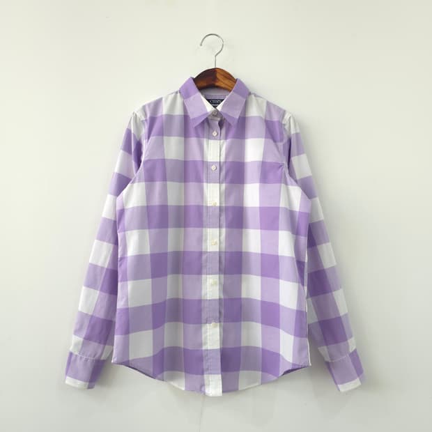 CHAPS 퍼플 코튼 체크 셔츠