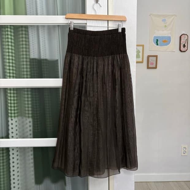 브라운 롱 샤스커트 