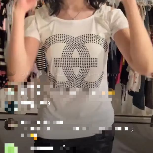 큐빅 레이스 시스루 오네갸루 펑크 긱시크 딱붙 후드 반팔탑