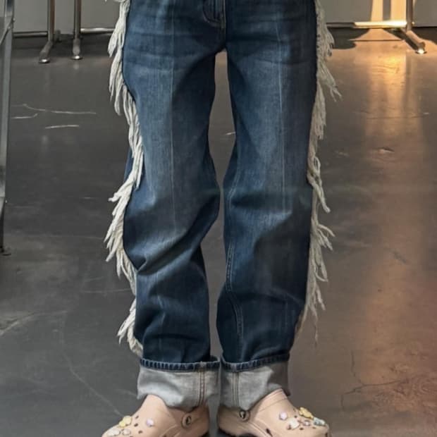 스텔라 매카트니 프린지 디테일 스트레이트 팬츠 A3466