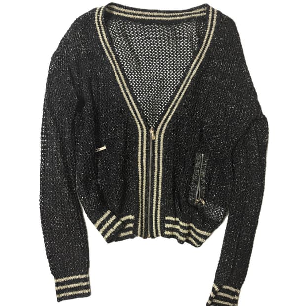 오네갸루 골드 펄 크로셰 시스루 집업 가디건