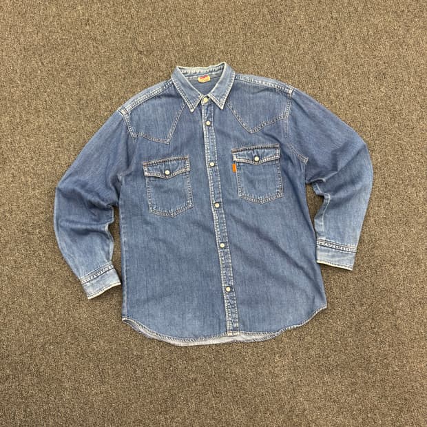OS)리바이스 빈티지 오렌지 탭 웨스턴 데님 긴팔셔츠