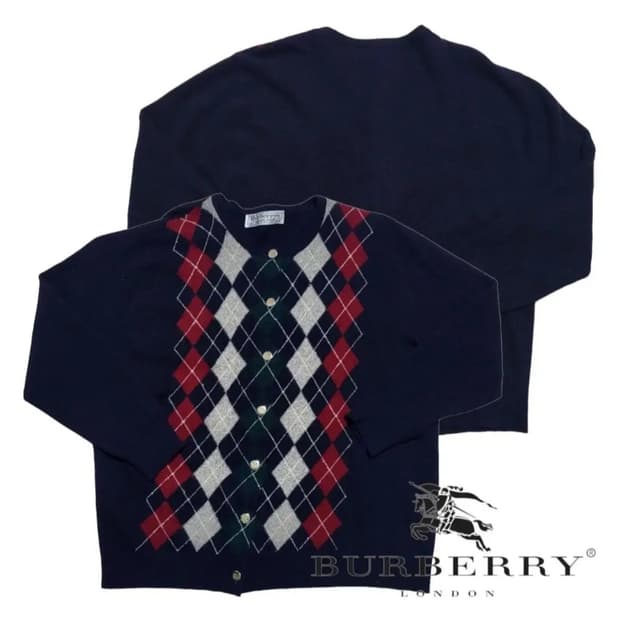 (55-66) 버버리 체크가디건 버버리가디건 버버리니트 버버리금장