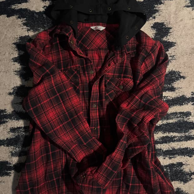 funk stud checkered hooded shirt