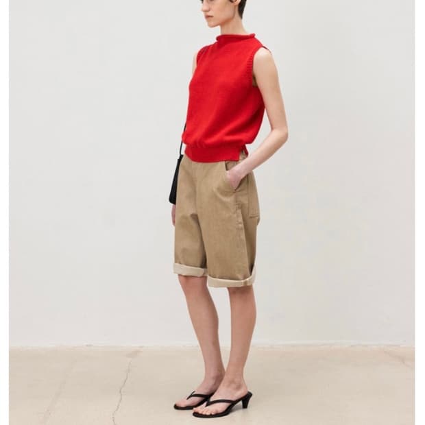 Moondal cannoli 니트 슬리브리스 레드