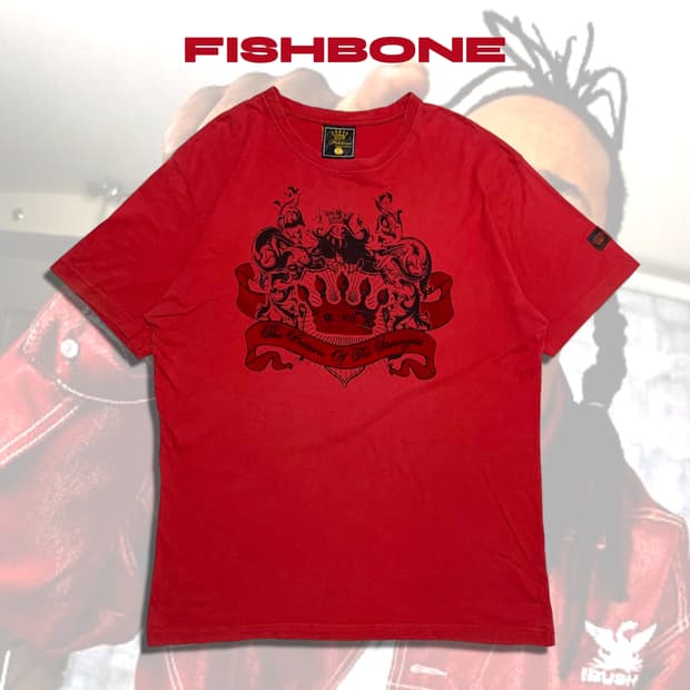 FISHBONE 크라운 프린팅 힙합 반팔티