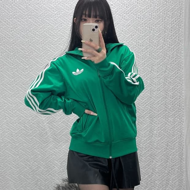 아디다스 레트로 Y2K 00's 비비드 그린 져지 집업 S C09880