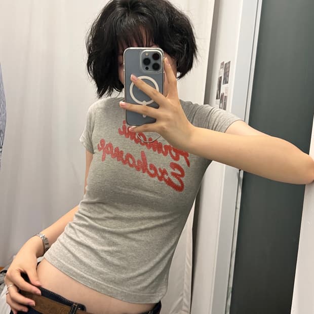 알마니 익스체인지 딱붙 y2k 티셔츠