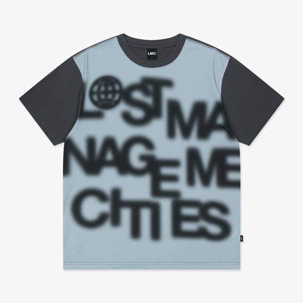 LMC 블러 레터링 컬러 블럭 티 차콜 XL (새상품)
