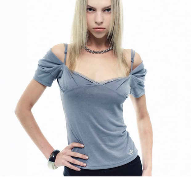 REYA LACE TOP (GREY)