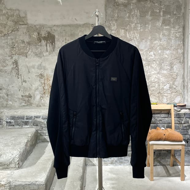 돌체 앤 가바나 블랙 나일론 봄버 자켓