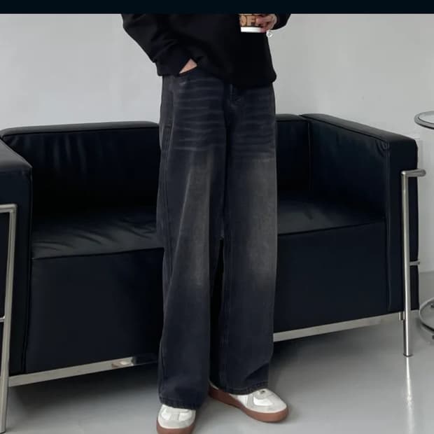 언너드핏 와이드 데님 흑청s