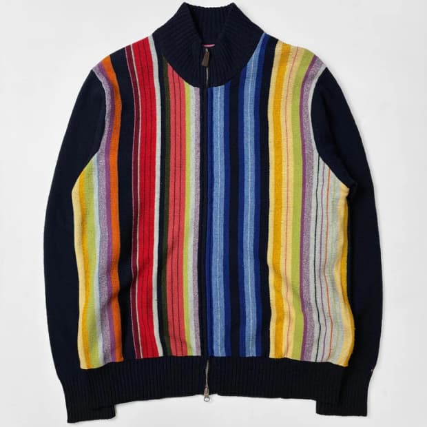 타미힐피거 올드스쿨 멀티컬러 스트라이프 니트 집업] PN5425