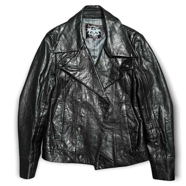 토네이도 마트 쉽스킨 레더 더블 브레스티드 자켓