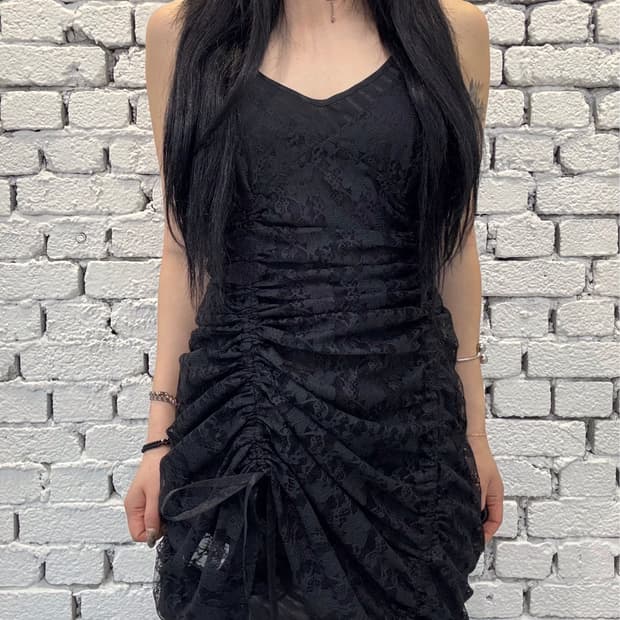 Lace Multi Shirring Slip Dress
