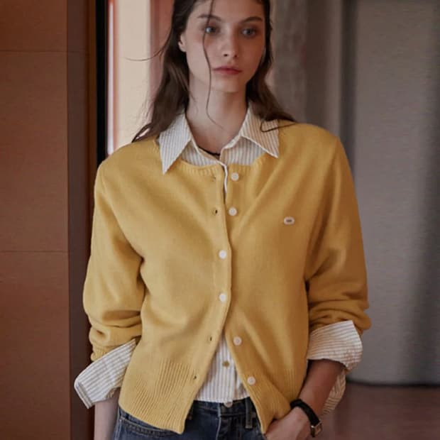 헤인트 보트넥 옐로우 가디건