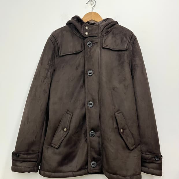 일본 빈티지 모리걸 브라운 무스탕 후드 코트