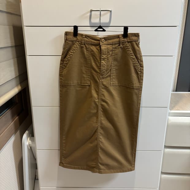 EDWIN) SOMETHING 딥베이지 면 롱스커트