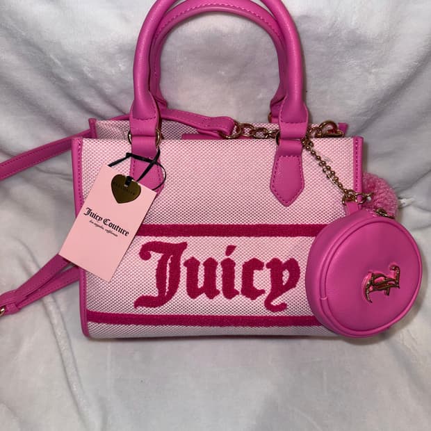 쥬시뀨뛰드 미니 캔버스 숄더백 크로스백 토트백 핑트 베메클 갸루베이비베어