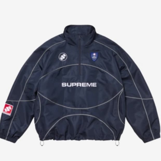 텍있는새상품) 슈프림 리플렉티브 파이핑 풀오버 네이비 S사이즈 24FW