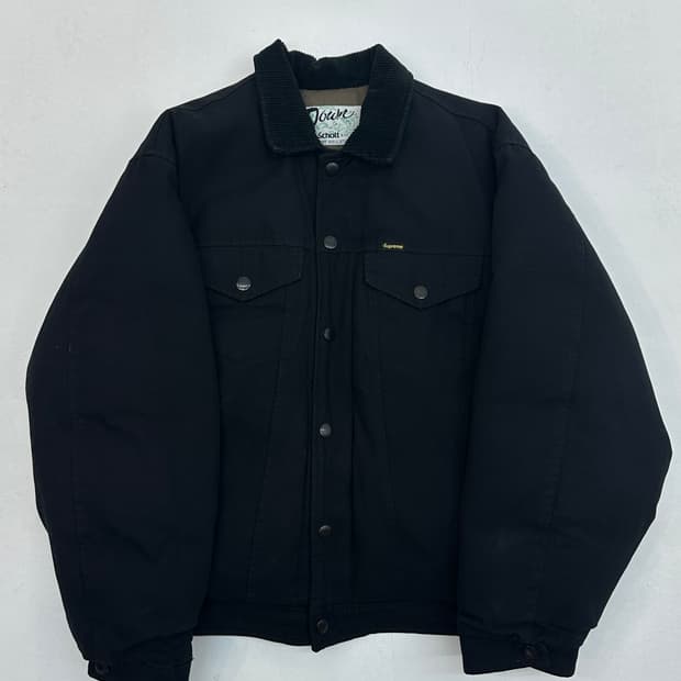 슈프림 x 쇼트 캔버스 다운 트러커 자켓 블랙 - 22FW