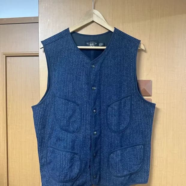 Rrl 더블알엘 인디고 염색 플리스 베스트 L